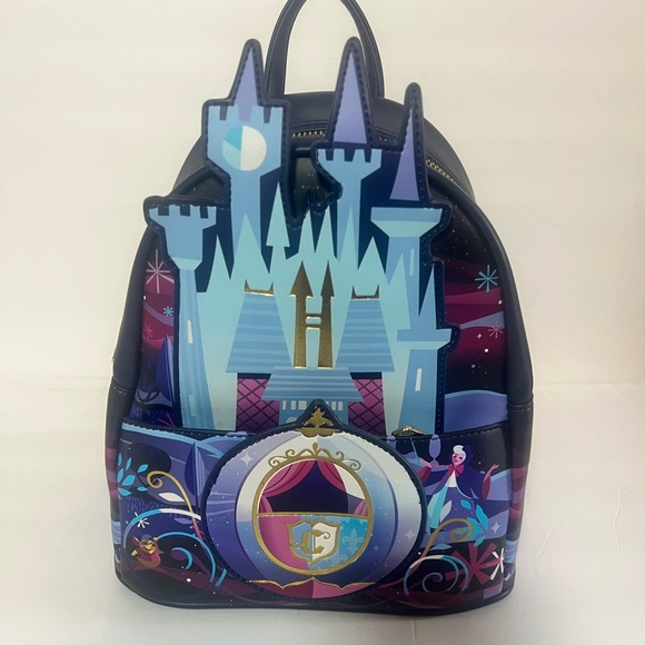 Loungefly Handbags - Disney Cinderella Castle Loungefly Mini Backpack Navy